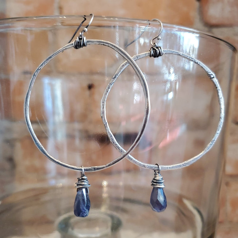 Hoops with Amethyst Drop Earrings