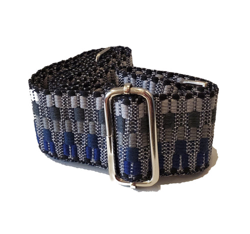 Mix & Match Bag Strap in Black/Grey/Blue Embroidered