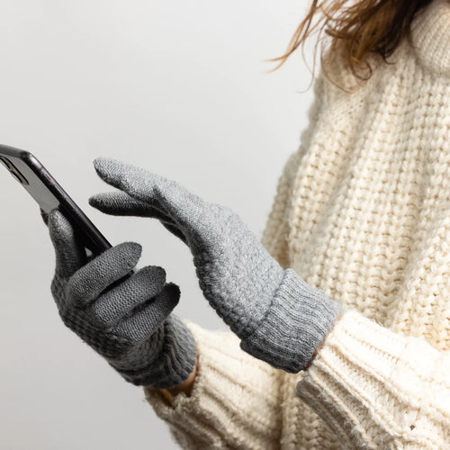 Lined Touch Screen Gloves in Grey