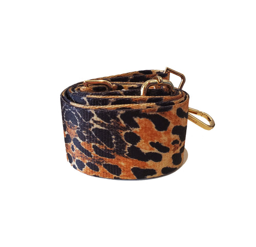 Mix & Match Bag Strap in Black/Camel Leopard