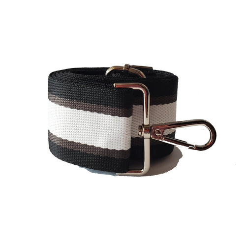 Mix & Match Bag Strap in Black/Grey/White Stripe