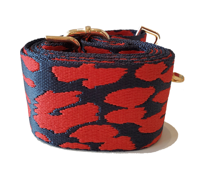 Mix & Match Bag Strap in Red/Navy Leopard