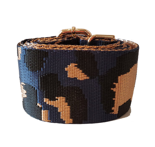 Mix & Match Bag Strap in Camel/Navy Leopard