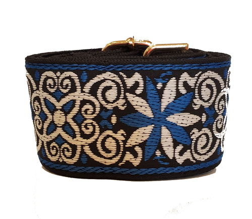 Mix & Match Bag Strap in Blue/White Flower Embroidered