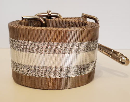 Mix & Match Bag Strap in Taupe/Silver/White Stripe