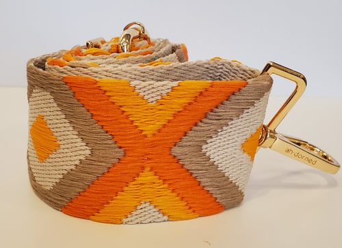 Mix & Match Bag Strap in Cream/Orange/Khaki Aztec