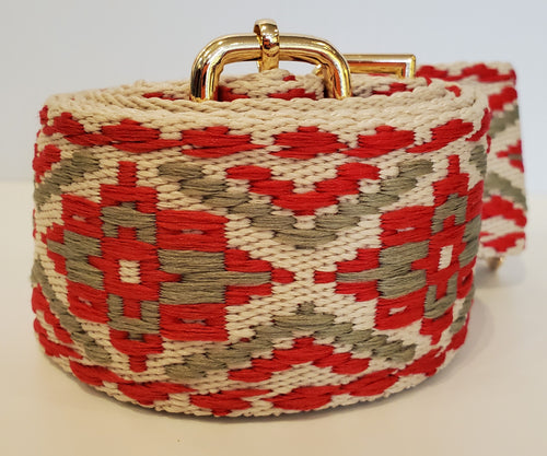 Mix & Match Bag Strap in Beige/Red Medallion