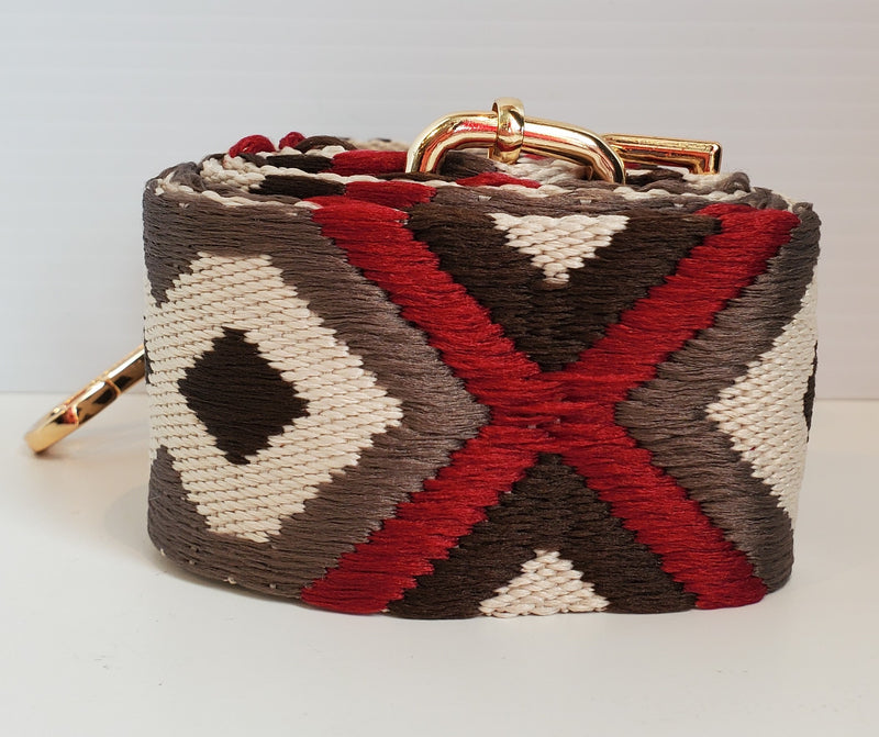 Mix & Match Bag Strap in Cream/Burgundy Aztec