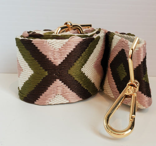 Mix & Match Bag Strap in Brown/Blush/Olive Aztec