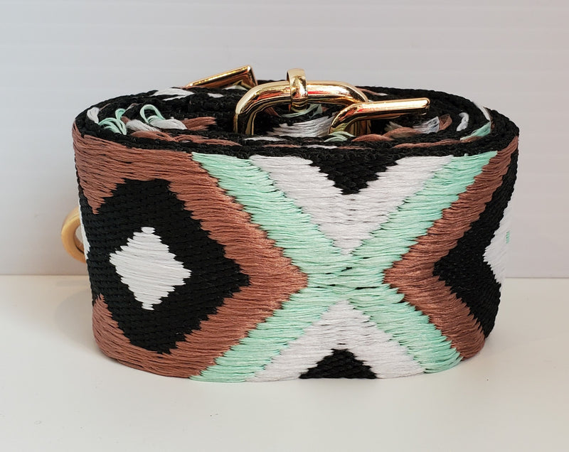 Mix & Match Bag Strap in Brown/Mint Aztec