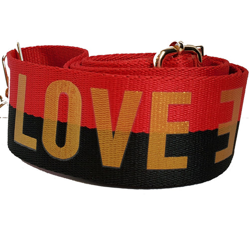 Mix & Match Bag Strap in Black/Red LOVE