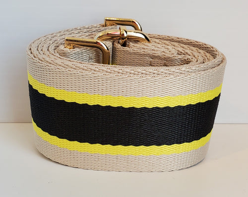 Mix & Match Bag Strap in Cream/Black/Yellow Stripe