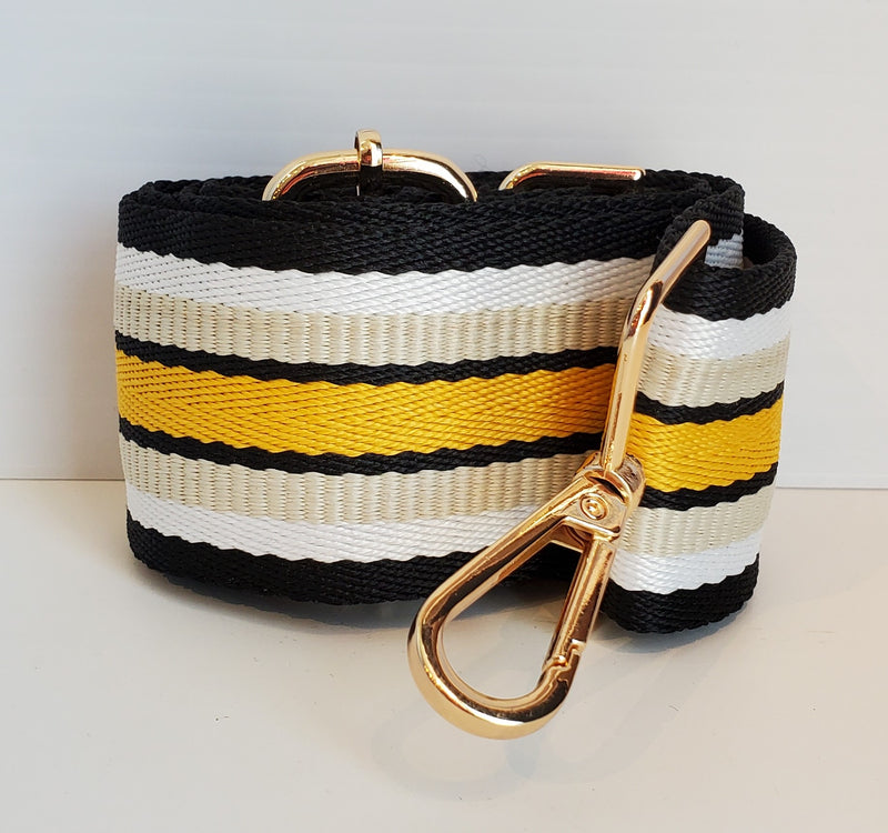 Mix & Match Bag Strap in Black/White/Cream/Yellow Stripe