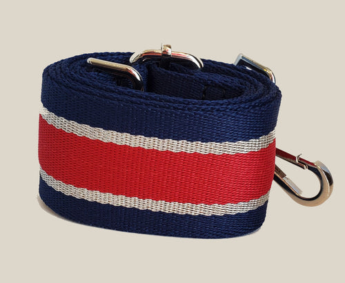 Mix & Match Bag Strap in Navy/Red/Silver