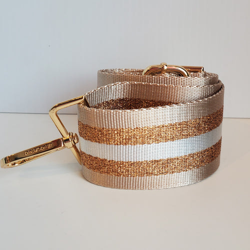 Mix & Match Bag Strap in Camel/Gold/White Stripe