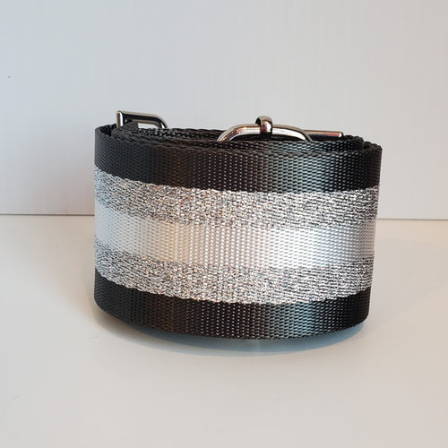 Mix & Match Bag Strap in Steel/Silver/White Stripe