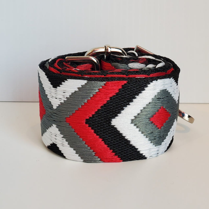 Mix & Match Bag Strap in Grey/Red Aztec