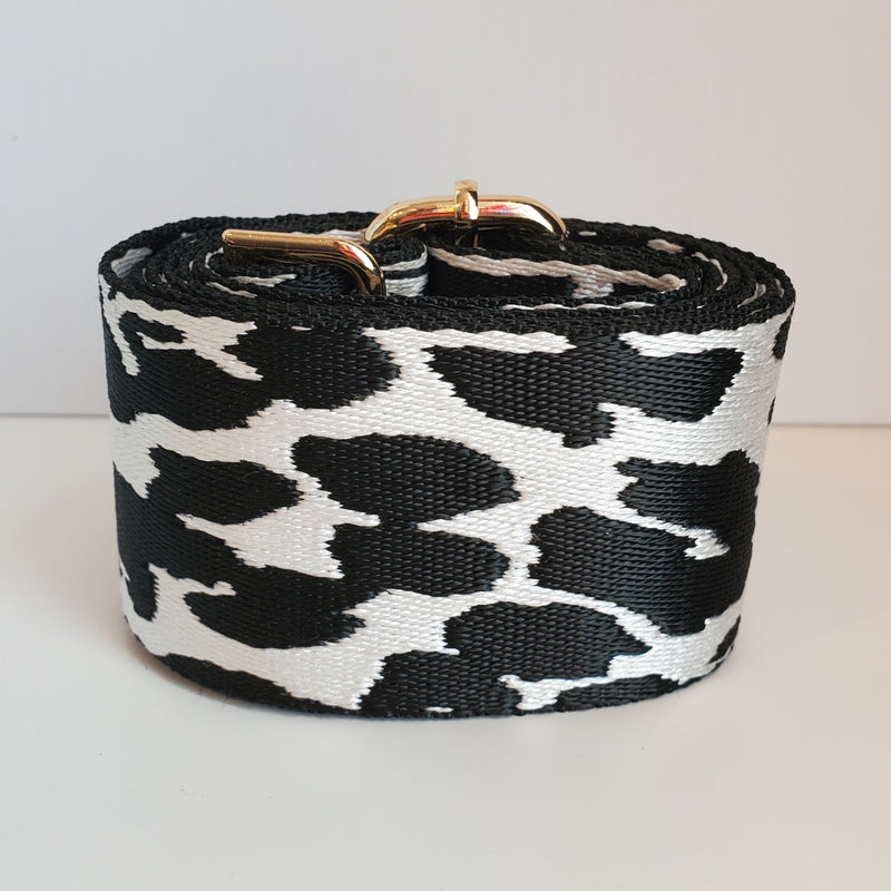 Mix & Match Bag Strap in Black/White Leopard