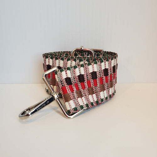 Mix & Match Bag Strap in Dark Brown/Cream/Tan/Green/Red Embroidered (Silver Hardware)