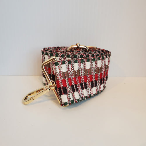 Mix & Match Bag Strap in Dark Brown/Cream/Tan/Green/Red Embroidered (Gold Hardware)