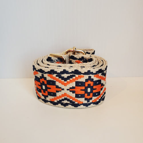 Mix & Match Bag Strap in Navy/Orange Medallion