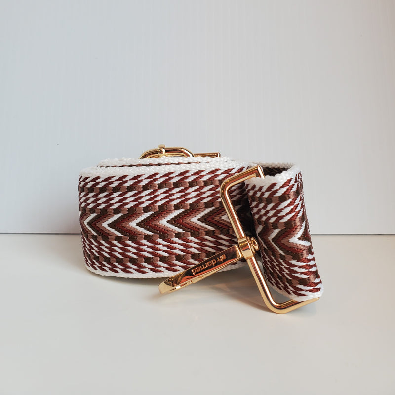 Mix & Match Bag Strap in Cream/Coffee Woven