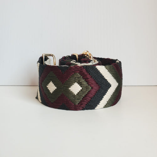 Mix & Match Bag Strap in Black/Army/Wine Aztec