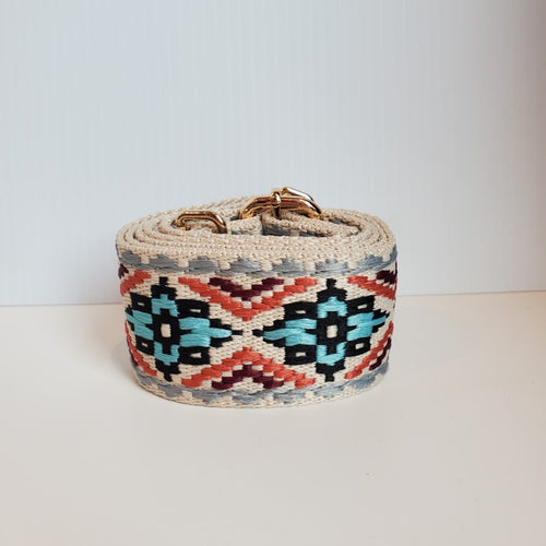 Mix & Match Bag Strap in Cream/Blue Medallion