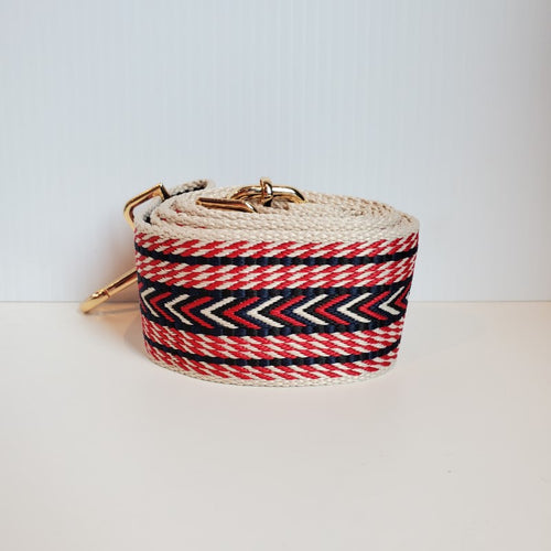 Mix & Match Bag Strap in Red/Navy Woven