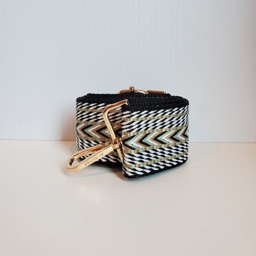 Mix & Match Bag Strap in Black/White/Khaki Woven