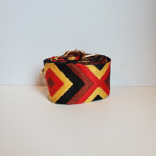 Mix & Match Bag Strap in Black/Red/Yellow Aztec