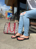 Neoprene Tote in Leopard/Red