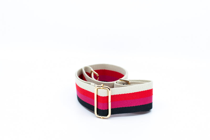 Mix & Match Bag Strap in Black/Raspberry/Red/Cream