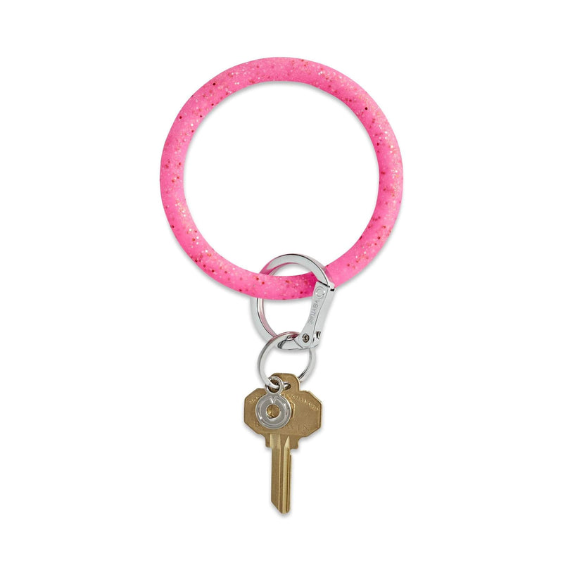 Big O Silicone Key Ring in Tickled Pink Confetti