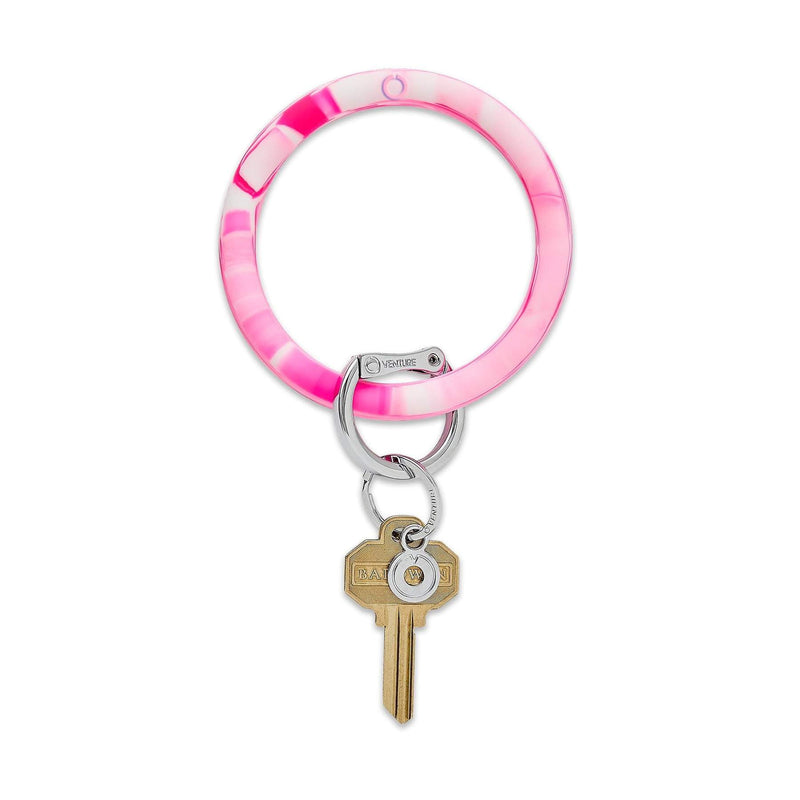 Big O Silicone Key Ring in Tickled Pink Marble