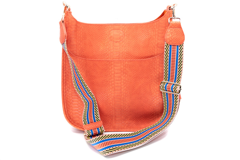 Faux Snake Messenger Bag in Orange/Aztec Strap