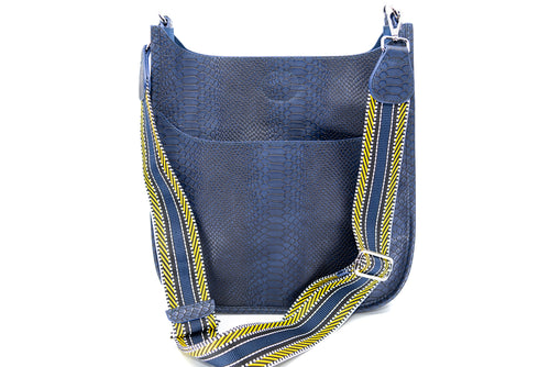 Faux Snake Messenger Bag in Navy/Aztec Strap