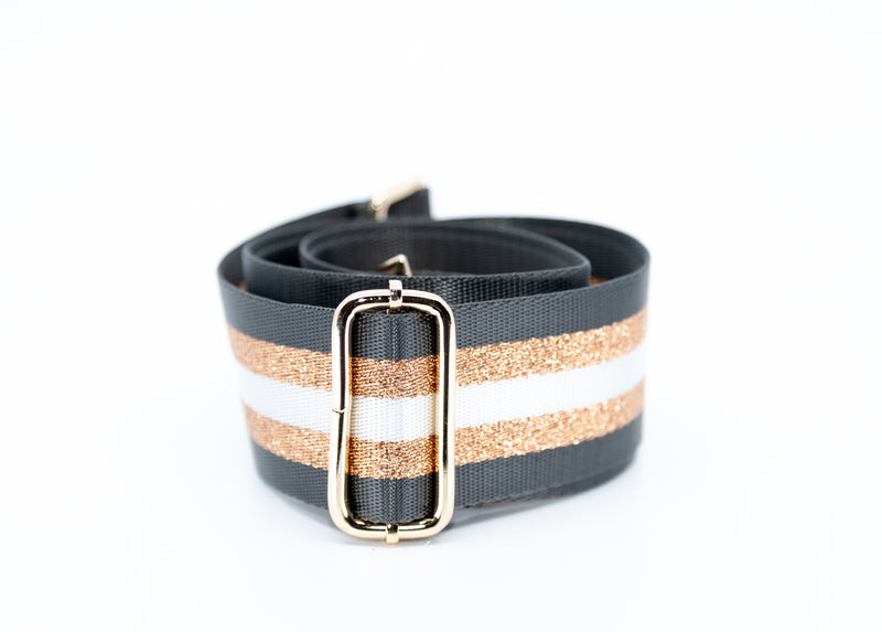 Mix & Match Bag Strap in Steel/Gold Stripe