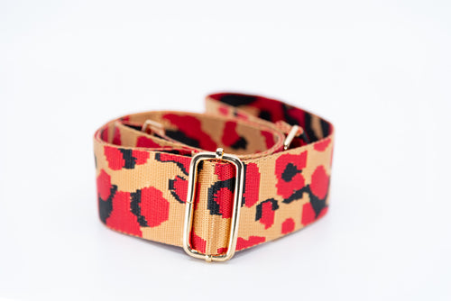 Mix & Match Bag Strap in Camel/Red Leopard