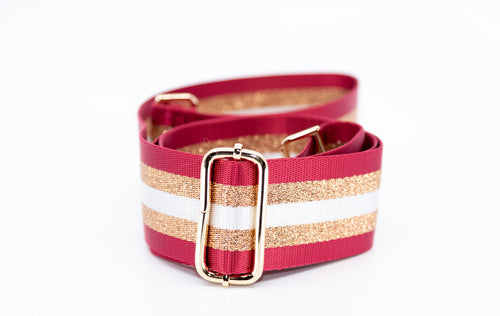 Mix & Match Bag Strap in Burgundy/Gold Stripe