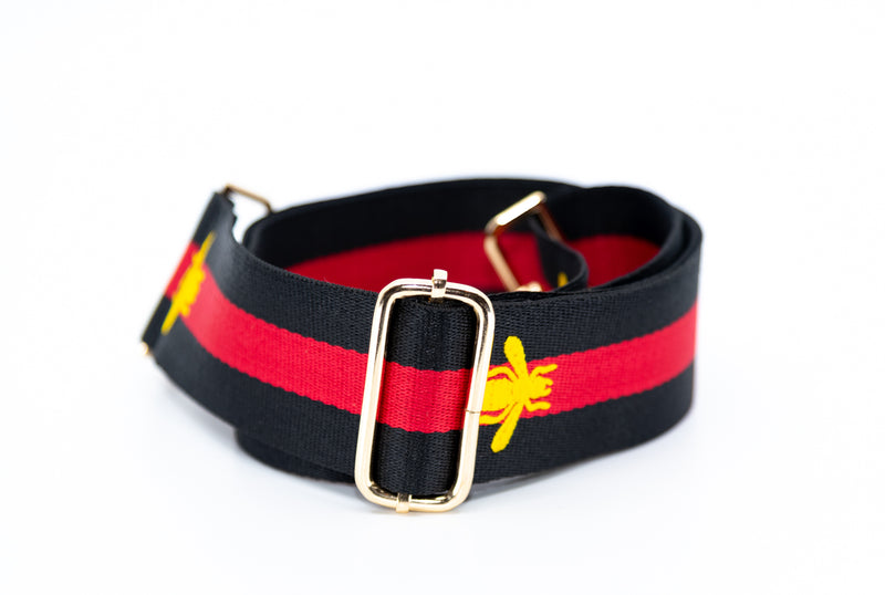 Mix & Match Bag Strap in Black/Red/Gold Bee Stripe