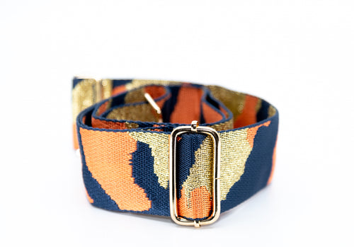 Mix & Match Bag Strap in Navy/Orange/Gold Camo