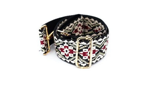 Mix & Match Bag Strap in Black/Crimson Medallion