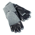 leather and knit fingereless mittens
