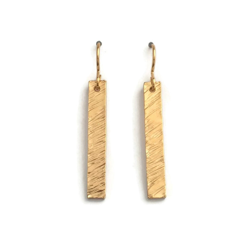 Short Barred Earrings in 24k Gold Vermeil/Hatch