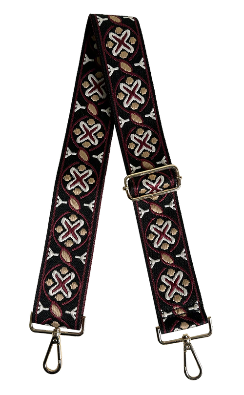 Mix & Match Bag Strap in Black/Burgundy XO