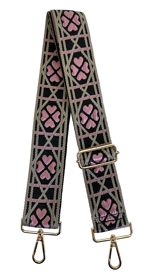 Mix & Match Bag Strap in Black/Pink Clover