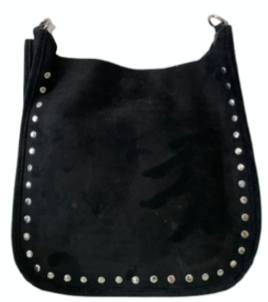 Mix & Match Faux Suede Messenger in Black/Silver Stud