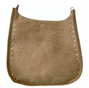 Mix & Match Faux Suede Messenger in Camel/Gold Studs