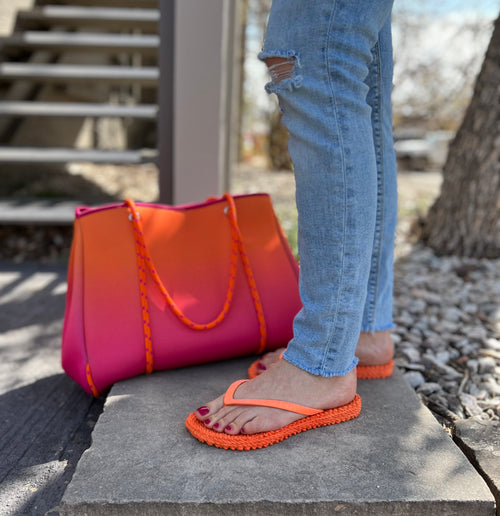 Neoprene Tote in Hot Pink and Orange Ombre